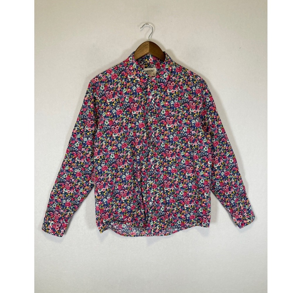 Artsy Tunevuse Women Size M Multicolor Floral Button Down Long Sleeve Shirt